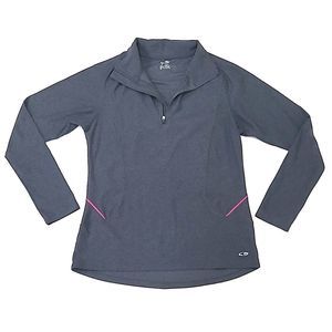 Champion Zipper Front Lightweight Pullover Jacket Quarter Zip Fold Down Collar